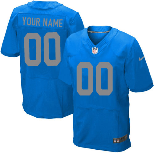 Nike Detroit Lions Customized Blue Stitched Elite Men's NFL Jersey